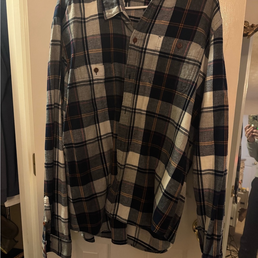 Express Men’s Plaid Button-Up Shirt Blue / White XL